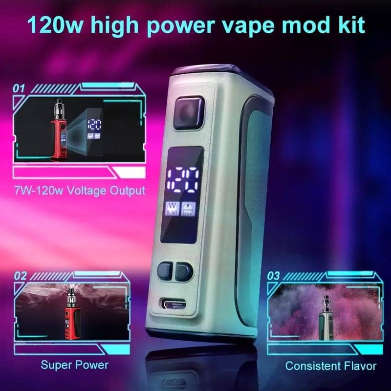 E-cigarety Vaporizér Vape Pen 120W Box Mod s 2,5 ml zásobníkom Atomizer 1800 mAh Vstavaná batéria OLED Screen Smoke E5 Vape Kit